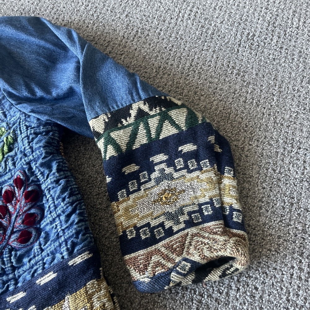 Vintage Embroidered Boho, Festival Navaho Jacket. Karen Hart. M Denim - Picture 6 of 14